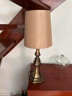 2x Tafellampen Beige Kap Bronzen Voet, Ophalen of Verzenden, Gebruikt, Metaal, 50 tot 75 cm