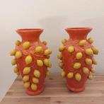 2 Oranje Citroen vazen van Daan Kromhout Design, Ophalen, Aardewerk of Porselein, Oranje, Zo goed als nieuw