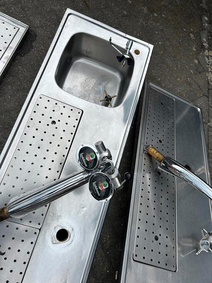 RVS Barblad met Spoelbak en Tap, Zakelijke goederen, Horeca | Keukenapparatuur, RVS Meubilair, Gebruikt, Ophalen