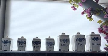 Delfts blauw kruiden koffie thee suiker potjes beschikbaar voor biedingen