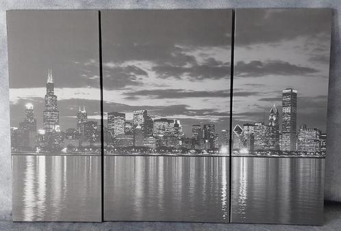 Drieluik skyline Chicago [5793]  [HuWoWa], Huis en Inrichting, Woonaccessoires | Wanddecoraties, Zo goed als nieuw, Ophalen of Verzenden