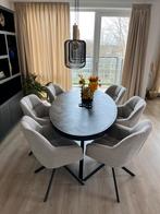 Zwarte ovale visgraat tafel + teddy stoelen ! AANBIEDING, Nieuw, Ophalen of Verzenden