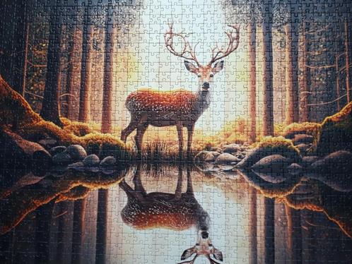 PROUD DEER  legpuzzel 1000 stukjes zgan., Hobby en Vrije tijd, Denksport en Puzzels, Zo goed als nieuw, Legpuzzel, 500 t/m 1500 stukjes