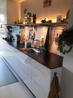 Keuken 480 cm met los blok van 120 cm met Siemens inb.app, Ophalen, Gebruikt, Wit, Enkelwandige keuken