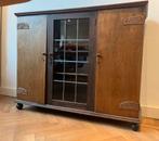 Vintage kastje met glas in lood (140x40x108 cm), Ophalen