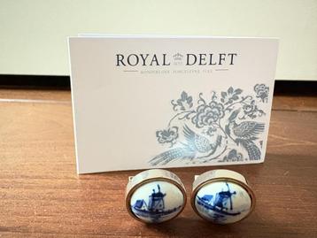 【Royal Delft】 Manchetknopen rond molen beschikbaar voor biedingen
