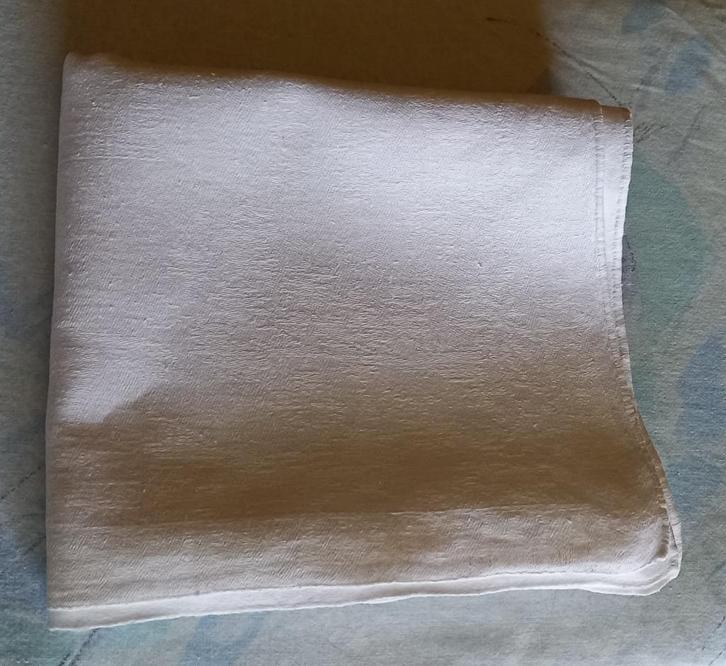 Damast servet,wit linnen damast met spiegelend patroon, Antiek en Kunst, Antiek | Kleden en Textiel, Verzenden