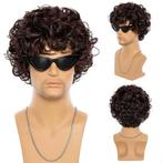 Mannenpruik kastanjebruin met losse krullen, Verzenden, Nieuw, Pruik of Haarverlenging