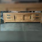 Teak houten TV kast met schuifdeuren, Ophalen, Gebruikt, 150 tot 200 cm, Teakhout