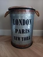 Opbergton bijzettafel tafel met houten deksel, Ophalen of Verzenden, Nieuw, Minder dan 50 cm, Minder dan 50 cm