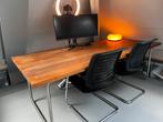 Massief hardhouten bureau/vergadertafel 220x100, Ophalen, Zo goed als nieuw