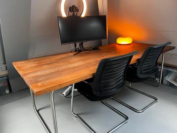 Massief hardhouten bureau/vergadertafel 220x100