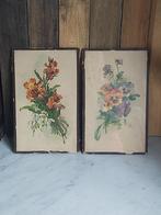 2 mooie ingelijste oude bloemen litho's gesigneerd C Klein, Verzenden