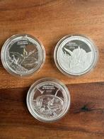 3 stuks 1 oz zilver prehistoric life munten, Ophalen of Verzenden