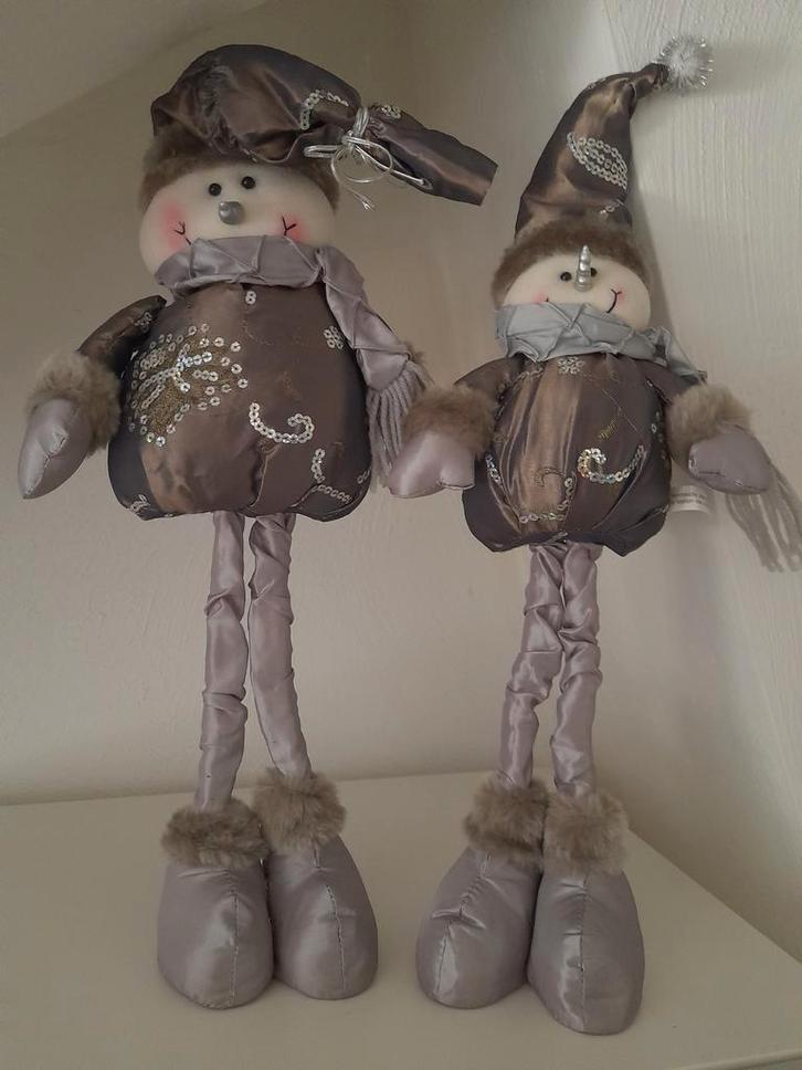 2x zgan  decoratie kerst Sneeuwpoppen met pailletten, Diversen, Kerst, Zo goed als nieuw, Ophalen of Verzenden