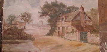 te koop apart schilderij van Franse boeren hoeve"s beschikbaar voor biedingen