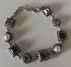Prachtige armband met parel en kristal, Ophalen of Verzenden, Zo goed als nieuw, Zilver, Met kristal