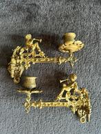 Stel antieke messing piano kandelaars putti 1840, Ophalen of Verzenden, Koper of Brons