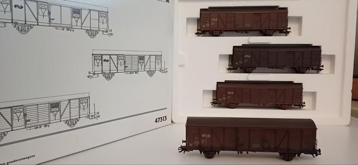 Märklin 47313 H0 NS Goederenwagenset (4 wagons), Hobby en Vrije tijd, Modeltreinen | H0, Zo goed als nieuw, Wagon, Wisselstroom