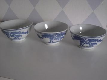 3 chinees porselein rijstkom dennentak eeuwigheid 1960 p st beschikbaar voor biedingen