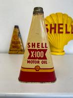 SHELL X-100 motor olie triangel blik, Verzamelen, Reclamebord, Gebruikt, Ophalen of Verzenden