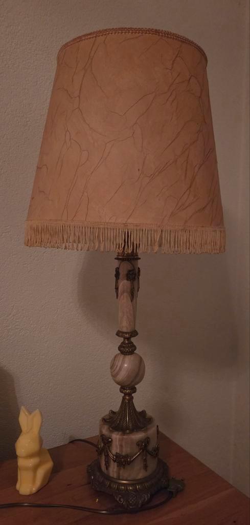 Vintage Marmeren Tafellamp met Kap, Antiek en Kunst, Antiek | Lampen, Ophalen