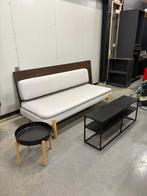 Moderne bank met salontafel & metalen TV-meubel, Ophalen, Hout, Gebruikt, Driepersoons