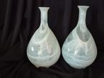 Set prachtige glazen vazen. Wit, elke vaas uniek patroon, Wit, Ophalen of Verzenden, Minder dan 50 cm, Glas