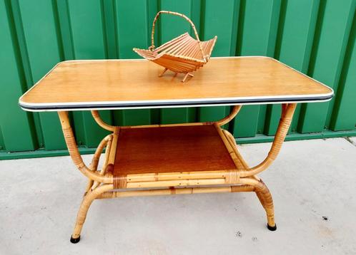 Vintage, rotan salontafel, Rohé Noordwolde, mid-century, Antiek en Kunst, Antiek | Meubels | Tafels, Ophalen