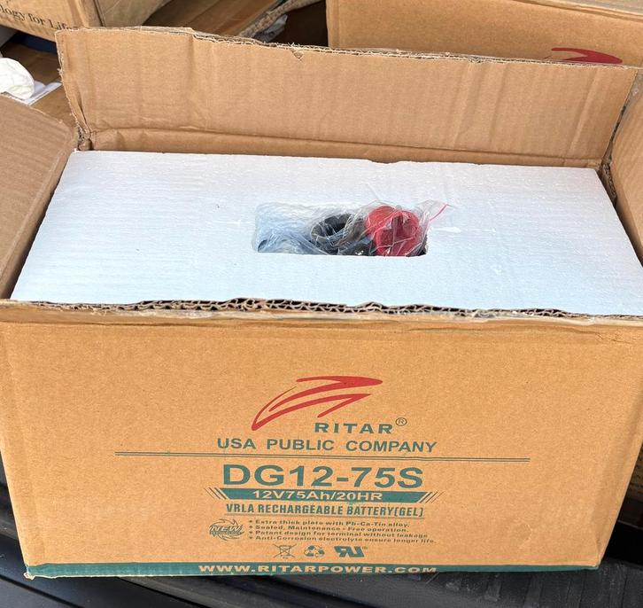 Nieuw in Doos.  Ritar  DG 12-75S   Deep Cycle Gel Battery, Audio, Tv en Foto, Accu's en Batterijen, Nieuw, Ophalen of Verzenden