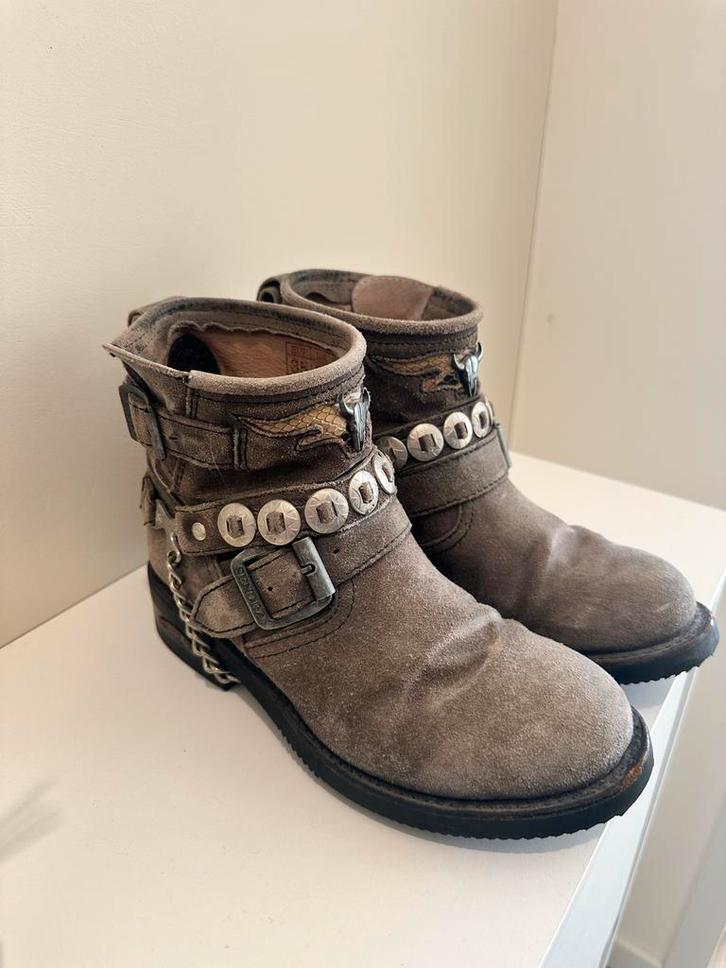 Sendra Biker Boots Suède - Maat 35, Kleding | Dames, Schoenen, Gedragen, Lage of Enkellaarzen, Grijs, Verzenden