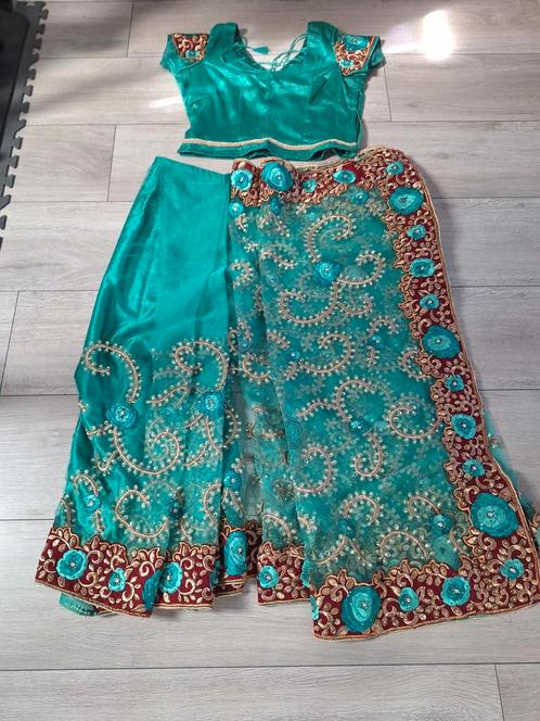 Indiase Saree, Kleding | Dames, Gelegenheidskleding, Nieuw, Overige typen, Maat 42/44 (L), Groen, Ophalen of Verzenden