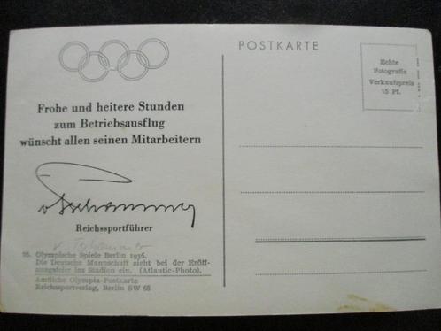 3e Rijk postkaart - Olympische Spelen 1936 + zeldz. opdruk, Verzamelen, Militaria | Tweede Wereldoorlog, Overige soorten, Foto of Poster