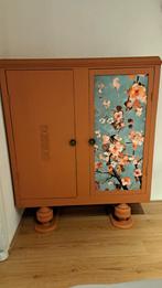 Vintage Kast met Bloemenprint, Ophalen, 100 tot 150 cm, 100 tot 150 cm, Vintage