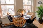 Ronde eettafel mango hout, rib velvet & rotan eetkamer stoel, Ophalen, Zo goed als nieuw, 4 tot 6 stoelen