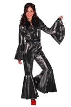 Disco Flare Jumpsuit Zilver, Maat 38/40 (M), Verzenden, Kleding, Overige thema's