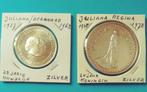 Herdenkingspenningen Ned. Koningshuis in zilver 4 stuks, Verzenden, Zilver, Nederland