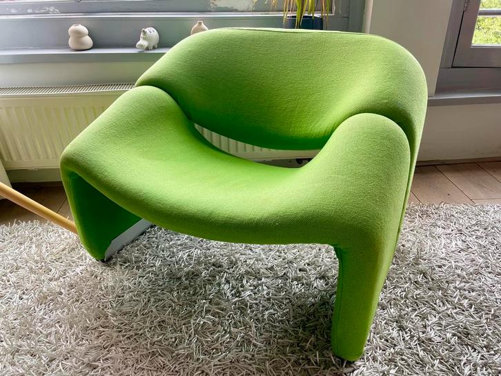 Originele Pierre Paulin F598 Groovy Chair - designklassieker, Huis en Inrichting, Fauteuils, Gebruikt, Stof, 75 tot 100 cm, Minder dan 75 cm
