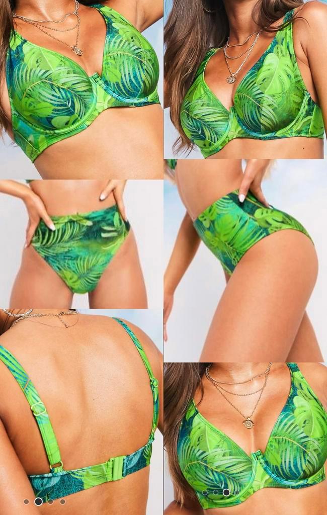 Groen tropisch bikini setje maat 65E & S van Asos, Kleding | Dames, Badmode en Zwemkleding, Zo goed als nieuw, Bikini, Groen, Ophalen of Verzenden