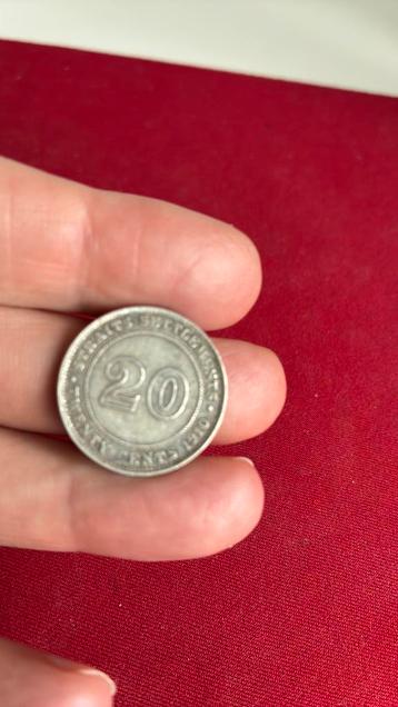 Straits settlements 20 cents 1910 zilver beschikbaar voor biedingen