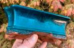 Bonsai schaal blauw geglazuurd aardewerk 20,5x13,8x6,4, Gebruikt, Ophalen of Verzenden, Aardewerk, Rechthoekig
