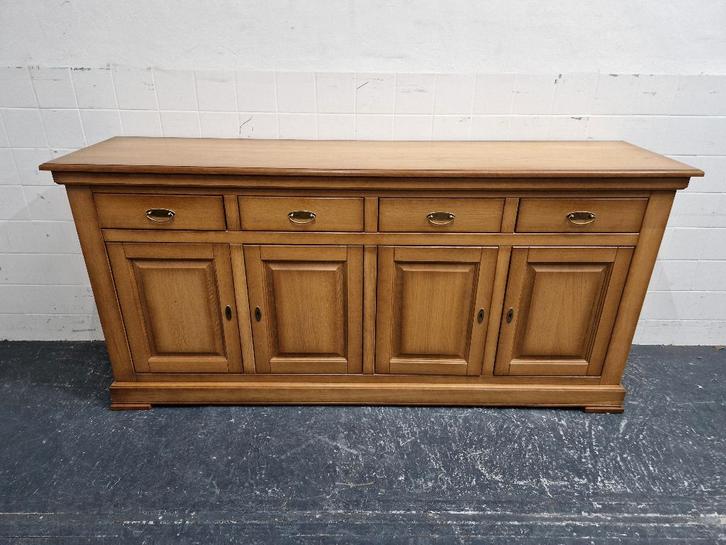 Massief blank eiken dressoir, Huis en Inrichting, Kasten | Dressoirs, Gebruikt, 200 cm of meer, 25 tot 50 cm, Met lade(s), Met deur(en)