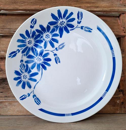 Prachtige franse schaal, blauw wit, Onnaing France, Antiek en Kunst, Antiek | Servies los, Ophalen of Verzenden