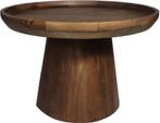HSM Collection-Ronde Bijzettafel Drum-60x60x40-Bruin-Mango, Huis en Inrichting, Minder dan 45 cm, Rond, Nieuw, Modern