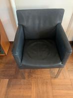 4 FELLINI Label, Zwarte leren stoel met armleuningen, Ophalen, Gebruikt, Zwart, Design