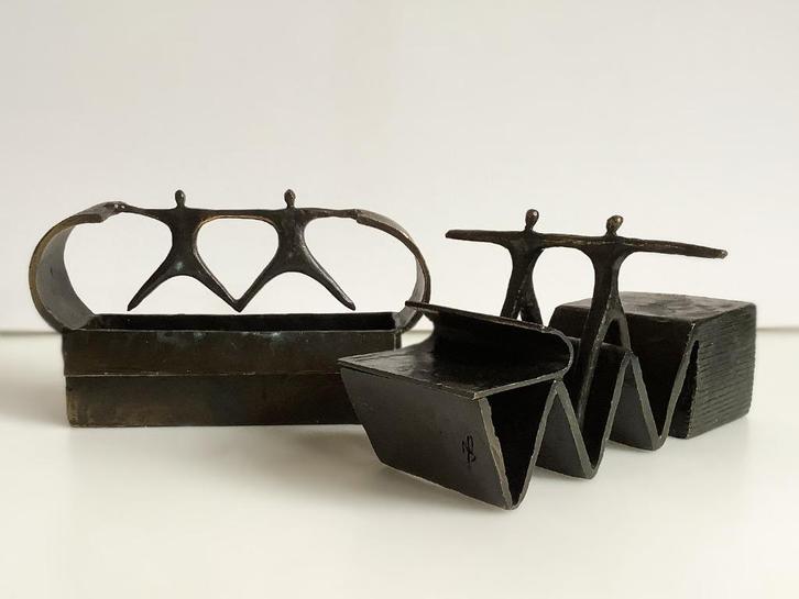 Twee sculpturen Mark Brouwers, Antiek en Kunst, Antiek | Koper en Brons, Brons, Verzenden