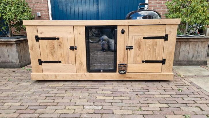 Mooie massief eiken Buitenkeukens, BBQ tafel, Tuin en Terras, Buitenkeukens, Nieuw, Houtskool, Vrijstaand, Ophalen