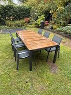 Tuintafel teak met 6 stoelen, Tuin en Terras, Gebruikt, 6 zitplaatsen, Aluminium, Ophalen of Verzenden