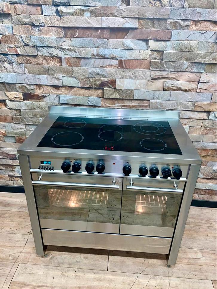 Luxe Boretti M-System keramisch 5 zones RVS 2 ovens 100 cm, Witgoed en Apparatuur, Fornuizen, Zo goed als nieuw, Vrijstaand, Keramisch