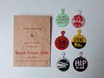 Retro: 6 Royal Crown Cola Buttons in originele zakje, Ophalen of Verzenden